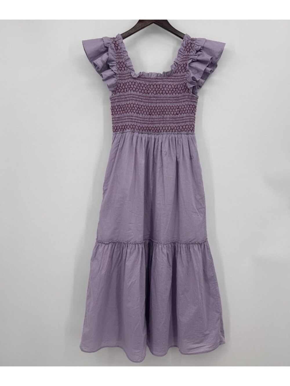 Tuckernuck Lavender Mallie Midi Dress sz XS 100% Cotton Smocked Purple *READ* - Picture 13 of 16